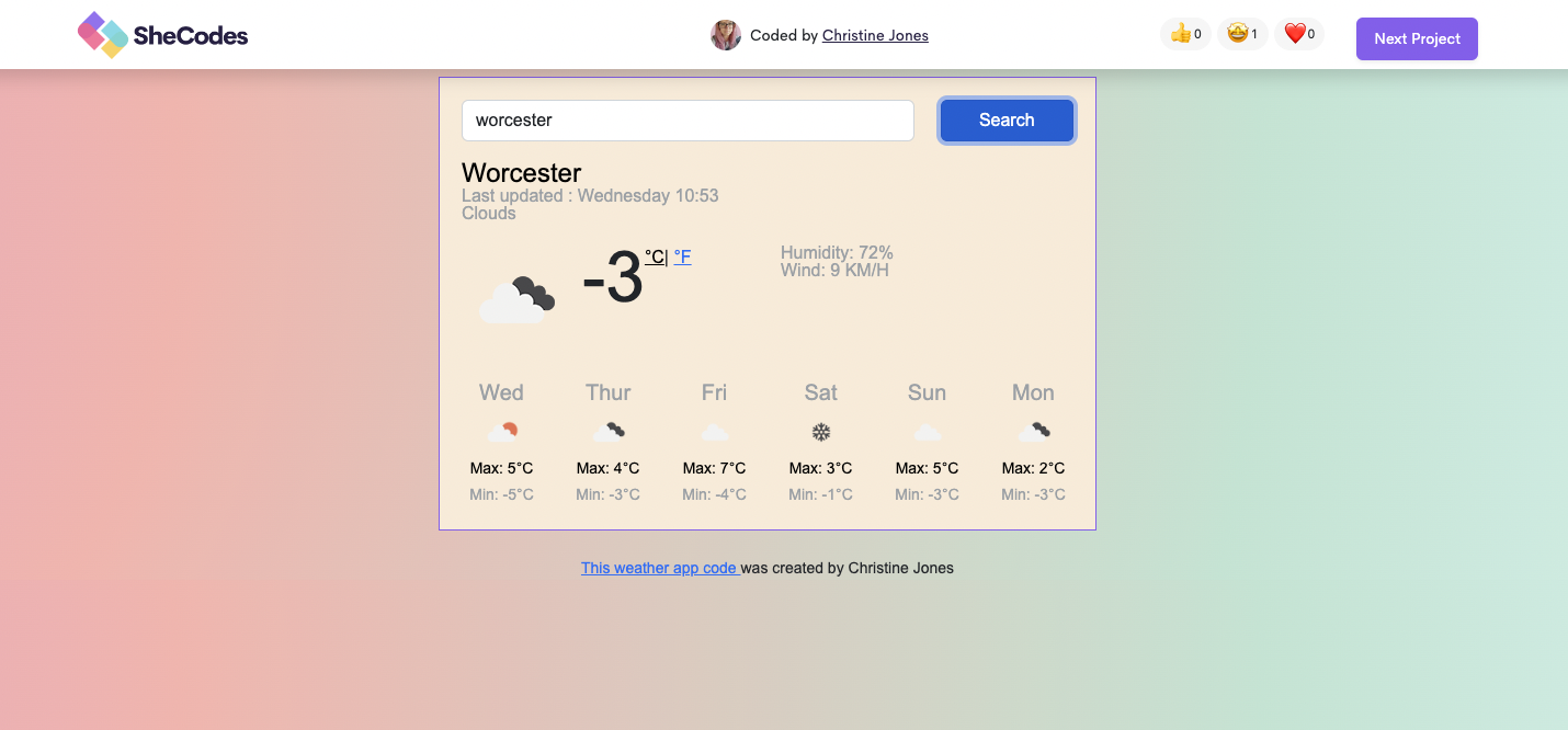 weather app project preview